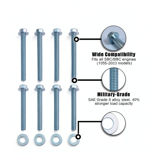 JEYPSHQP Zinc Bolt Set for Chevrolet V8 Engines 3/8-16 x-2