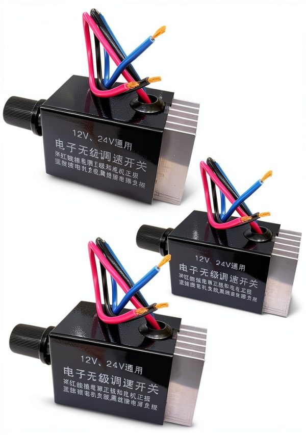 DC Motor Speed Controller LDCRE 12V/24V 10A Stepless Regulator 3 Pack-0