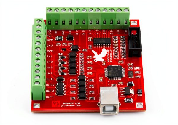 CNCTOPBAOS 4 Axis USB Mach3 Motion Control Card,Red 4-Axis Linkage MACH3 CNC Controller Board,Stepper Motor Driver Control Card 100KHz 4 Inputs Breakout Board for CNC Router Engraving Machine-1