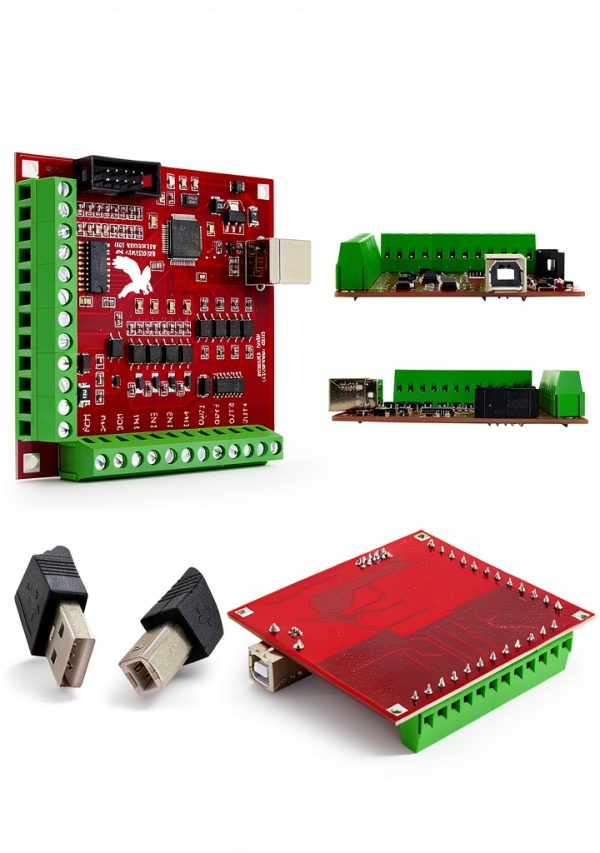 CNCTOPBAOS 4 Axis USB Mach3 Motion Control Card,Red 4-Axis Linkage MACH3 CNC Controller Board,Stepper Motor Driver Control Card 100KHz 4 Inputs Breakout Board for CNC Router Engraving Machine-2