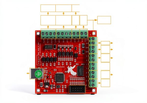 CNCTOPBAOS 4 Axis USB Mach3 Motion Control Card,Red 4-Axis Linkage MACH3 CNC Controller Board,Stepper Motor Driver Control Card 100KHz 4 Inputs Breakout Board for CNC Router Engraving Machine-4