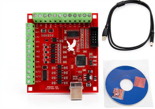 CNCTOPBAOS 4 Axis USB Mach3 Motion Control Card,Red 4-Axis Linkage MACH3 CNC Controller Board,Stepper Motor Driver Control Card 100KHz 4 Inputs Breakout Board for CNC Router Engraving Machine-0